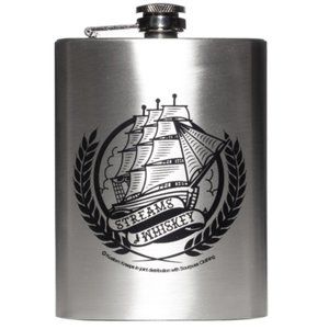 Streams of Whiskey - Ship and Banner Stainless Steel Flask Nautical Sailor Retro